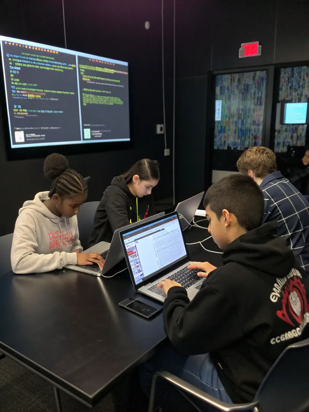 A classroom at CNAM ILE DE FRANCE, with students engaged in a coding bootcamp, learning programming languages and developing software applications.